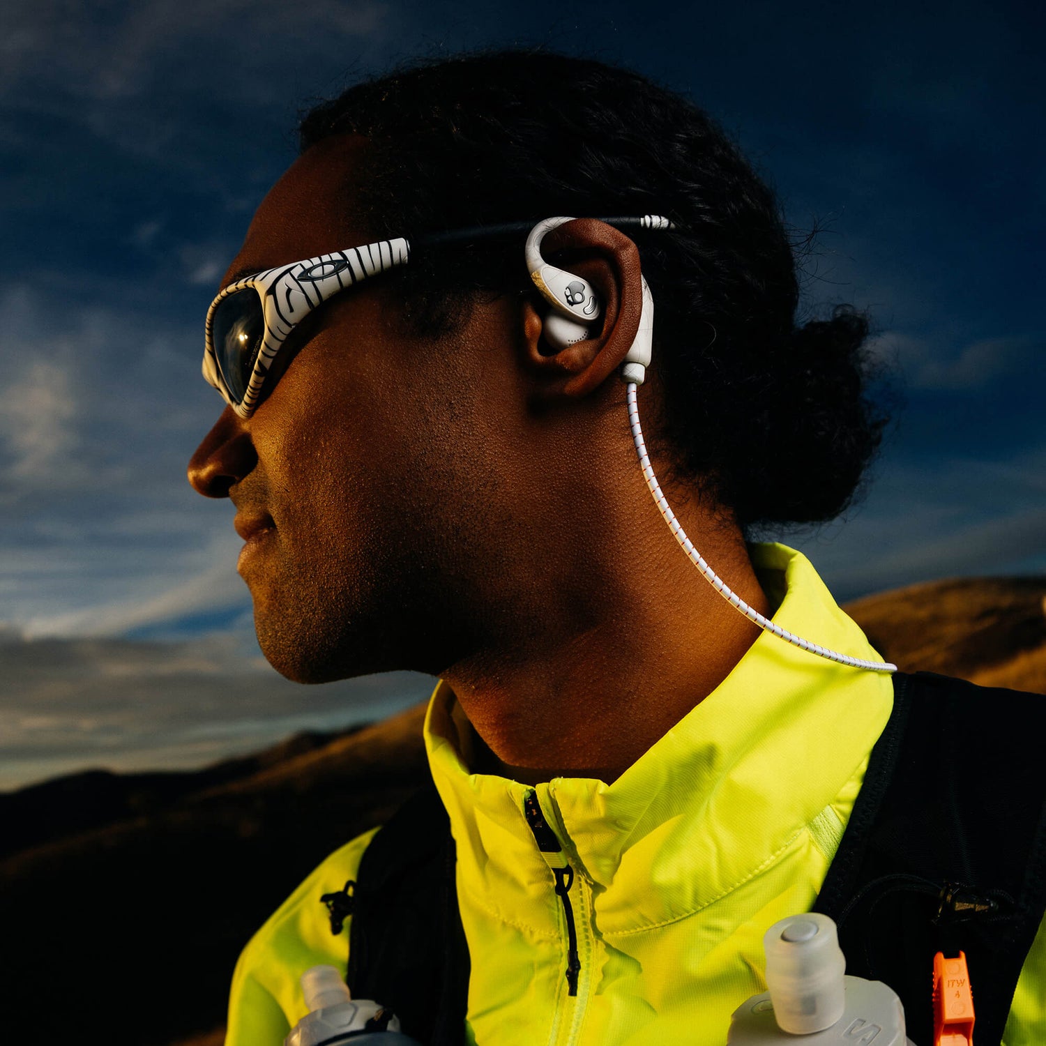 Skullcandy Push 540 Open wireless open-ear headphones with secure earhook design and magnetic detachable braided cable for active or secure performance | Bone