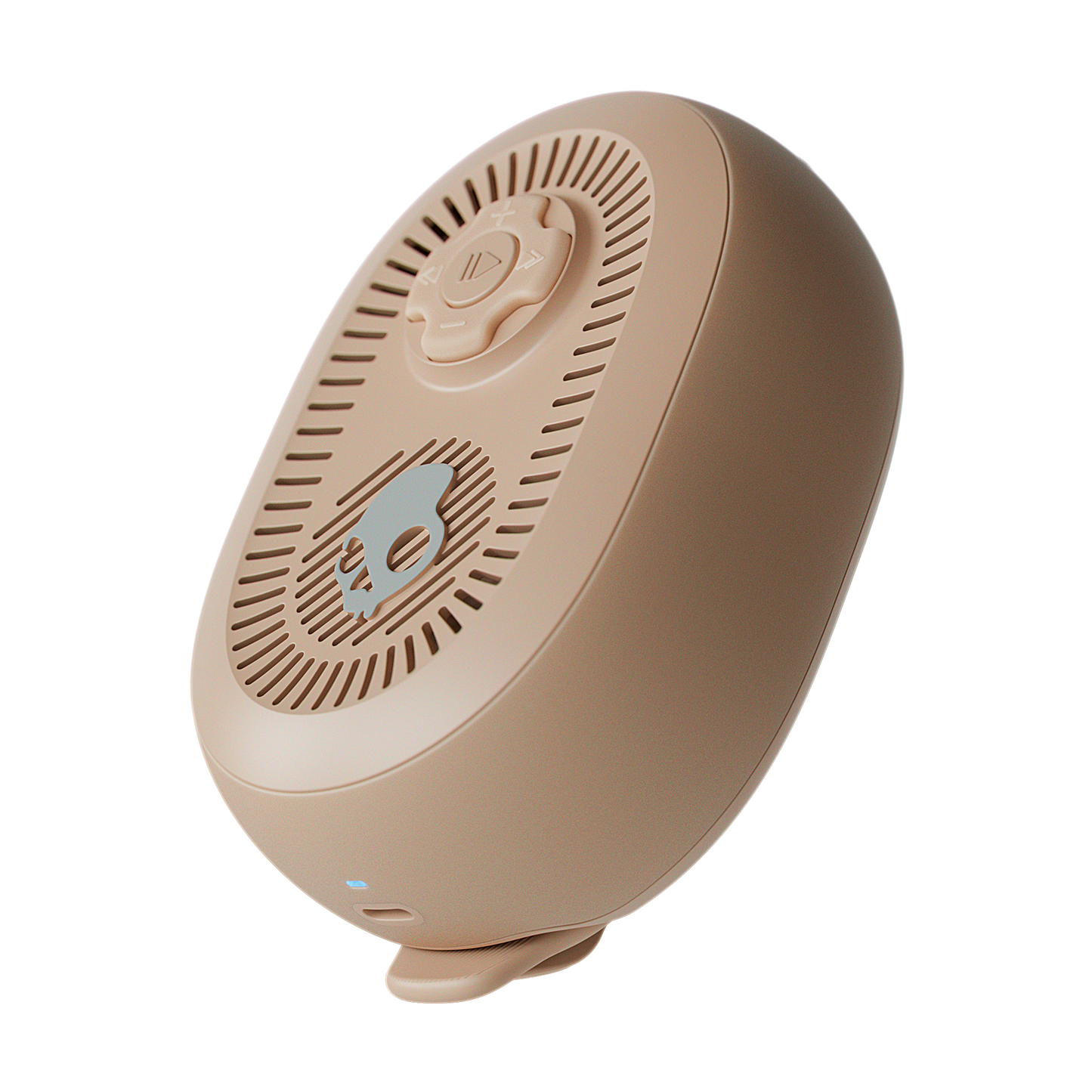 Beige portable speaker with a white background | Primer